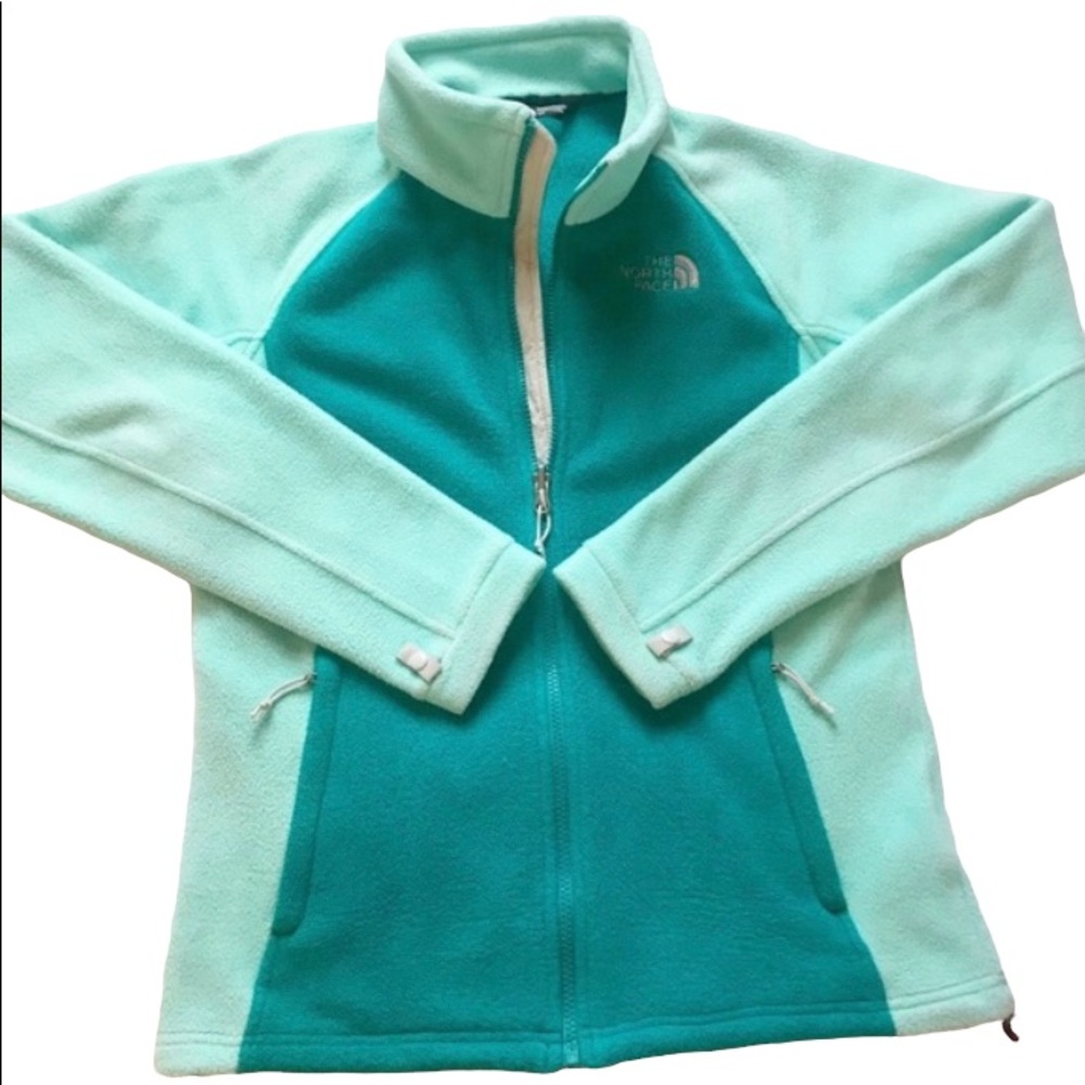 Northface Green/Blue Light Jacket W Zippered Pock… - image 1